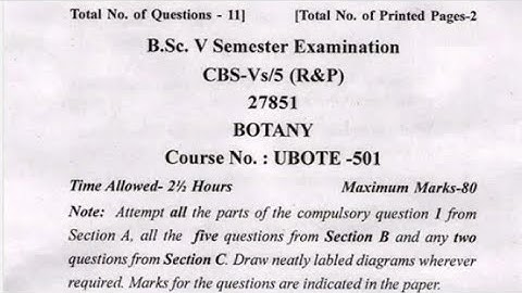 5th semester botany previous years question papers||jammu University ||