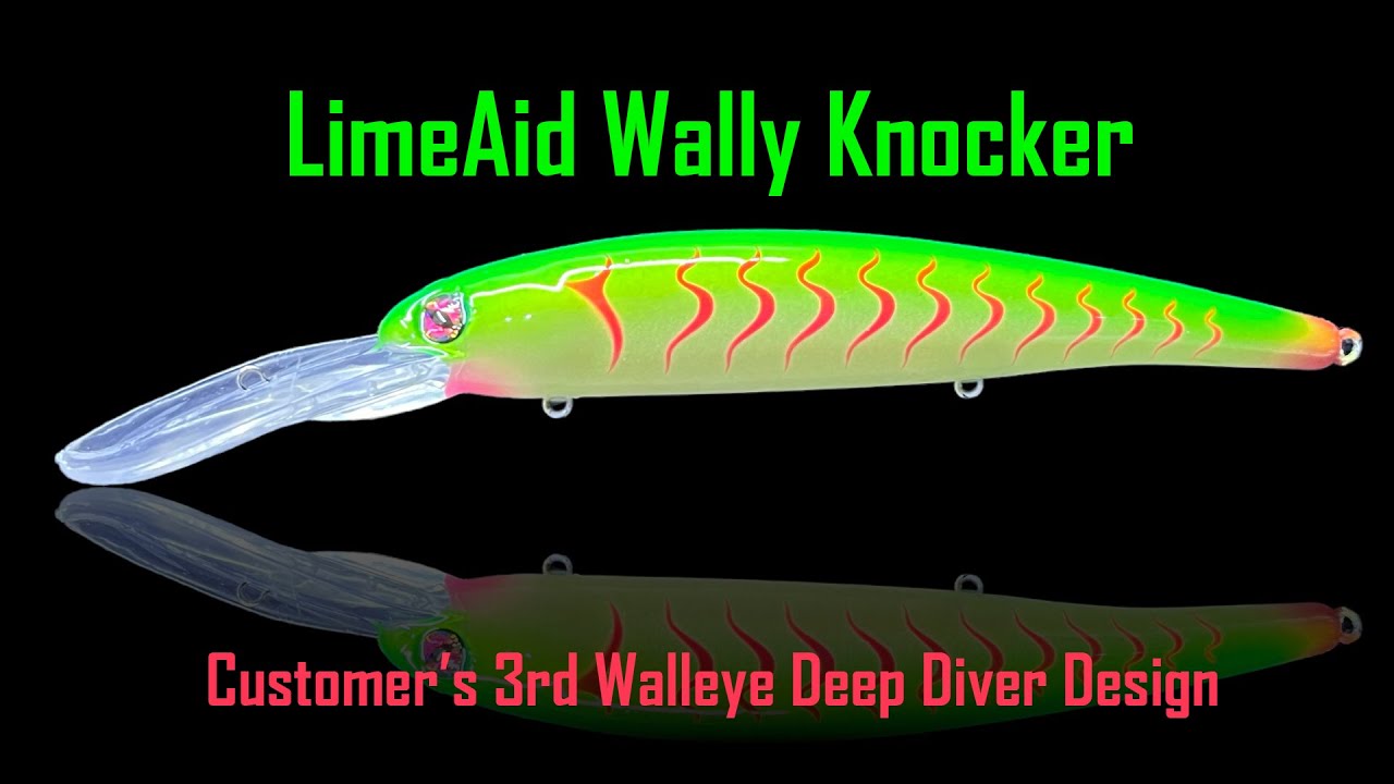 LimeAid Wally Knocker Airbrushed Custom Walleye Lure - Beginner