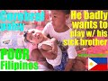 The Love of this Filipino Child to His Little Brother is Outstanding. Poverty in the Philippines