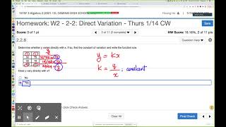 Algebra 2 - Solution of 2-2: Direct Variation
