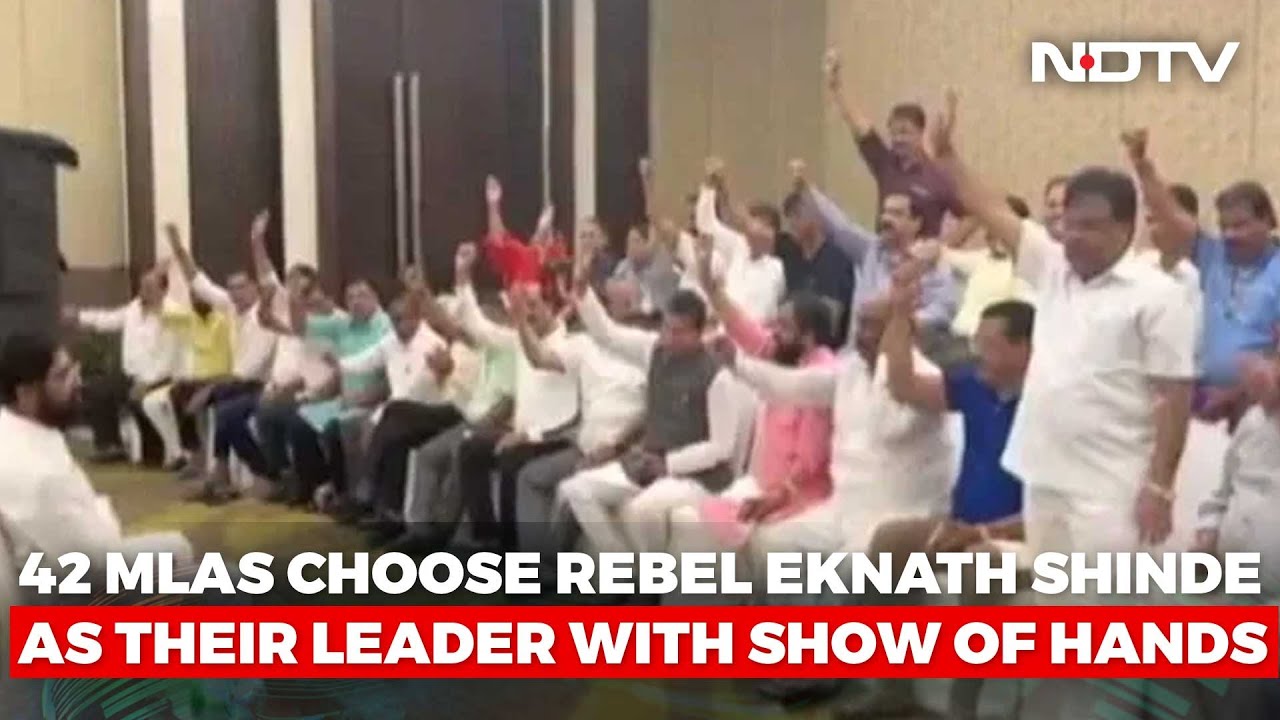 Watch: 42 MLAs Choose Rebel Eknath Shinde Their Leader With Show Of Hands
