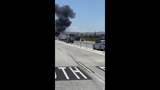 Small plane crashes on 91 Freeway in Corona