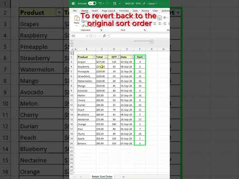 Retain Sort Order