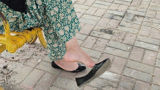 Dangling Black Flats In Park Custom Videos Available