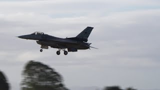 USAF F-16 Fighting Falcon Landing #Christchurch with a Low Pass