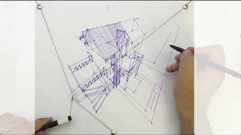 3 point perspective by thin elastic thread.