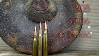 308, 30-06, and 300 WIN MAG VS Cast Iron Plate