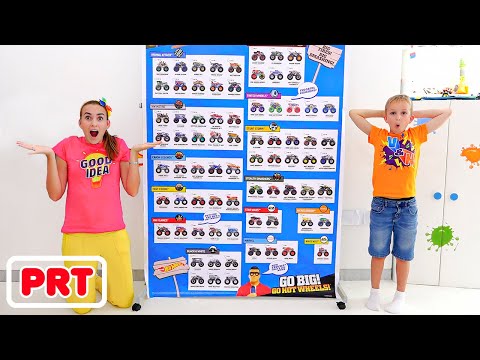 Vlad e Niki colecionam carros de brinquedo Hot Wheels Monster Trucks