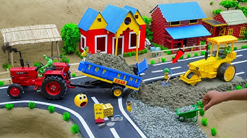 DIY Mini Tractor and Road Roller Making Realistic Concrete Road | Science Project | @topminigear