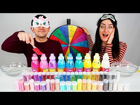 SLIME 3 COLORI DI COLLA+3 COLORI DI GLITTER+3 COLORI DI PIGMENTO CHALLENGE CON LA RUOTA!!