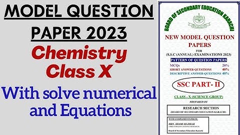 Model Paper 2023 numerical solution Class 10 new chemistry book | Sindh board