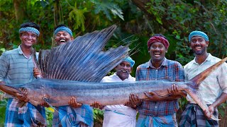 35 Kg Big Sailfish | Giant Fish Cutting And Cooking | Boneless Fish Fry Recipe | Mayil Meen Varuval