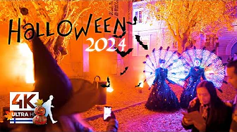 Spectacular Halloween Decorated Street Walk in Finland 🎃 Slow TV 4K
