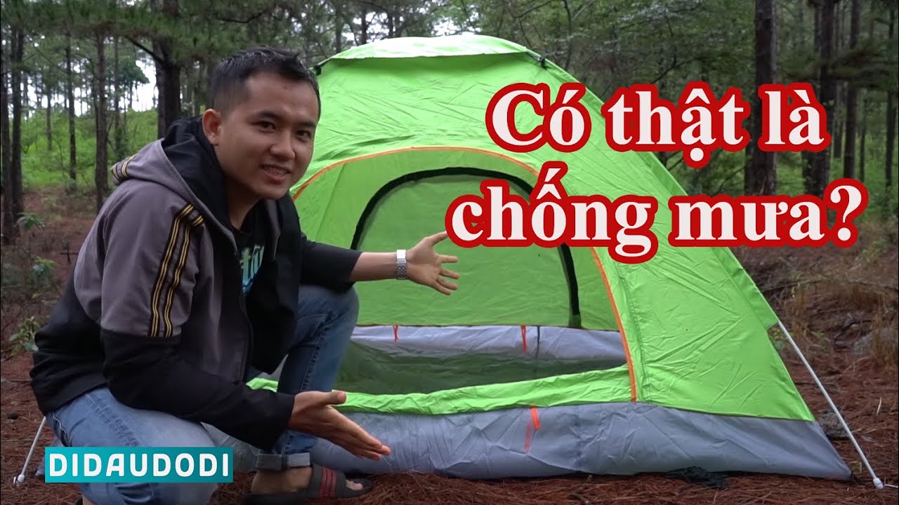 Lều cắm trại chống mưa liệu có thật? | Test Lều cắm trại 4 người mua trên Shopee