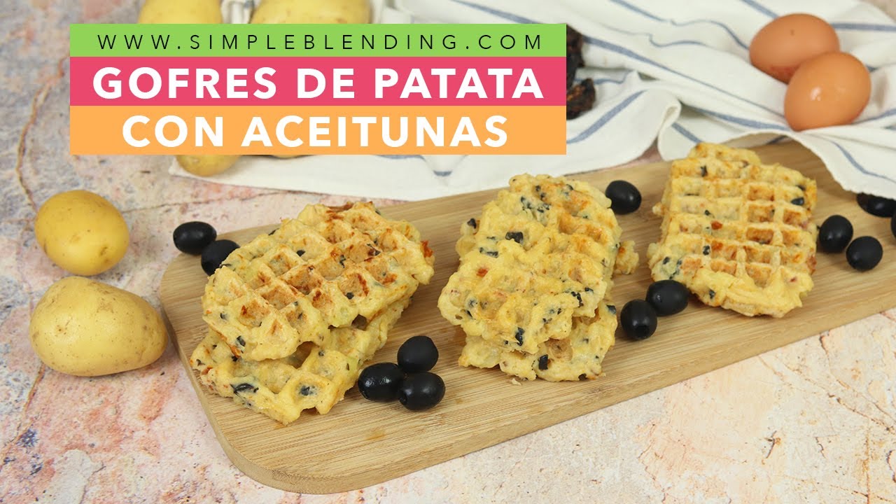 GOFRES DE PATATA CON ACEITUNAS | Gofres salados de patata | Receta de gofres de patata