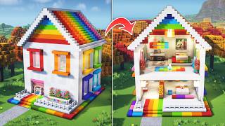 ⛏️ Minecraft Tutorial :: How to build a Rainbow House 🌈 [마인크래프트 무지개 집짓기 건축강좌]
