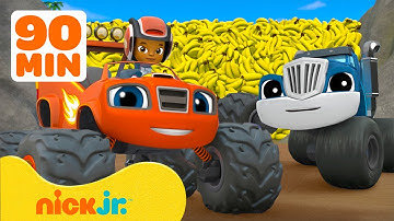 Blaze | ¡Bebés Monster Machines DESTROZAN Bananas y Más Rescates y Carreras con Comida! 🍌 | Nick Jr.