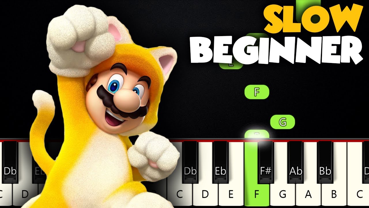 Super Mario 3D World Main Theme | SLOW BEGINNER PIANO TUTORIAL + SHEET MUSIC by Betacustic