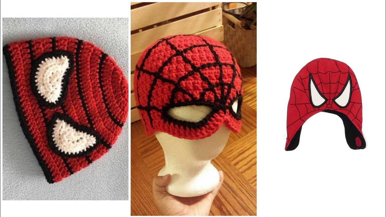 Crochet caps in spiderman style #latest 