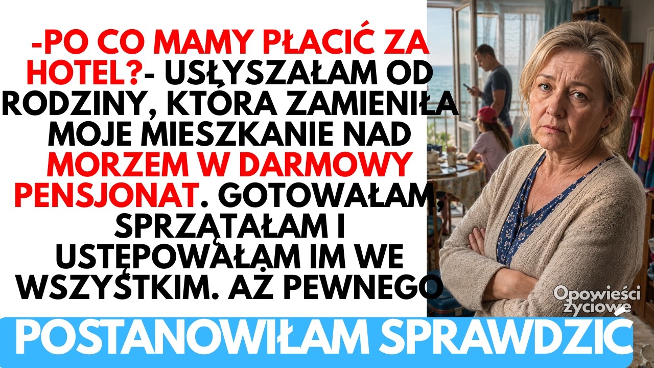 Siedziałam przy kuchennym stole, gdy mój telefon eksplodował wiadomościami od „najbliższej rodziny”. Wszyscy, którzy przez lata latem zajeżdżali do mojego mieszkania nad morzem, nagle znaleźli...