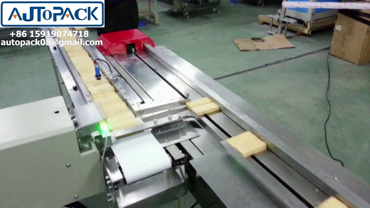 Horizontal Plastic Bag Full Automatic Feeder 2 Piece Wafer Biscuit Flow Pack Pillow Packing Machine