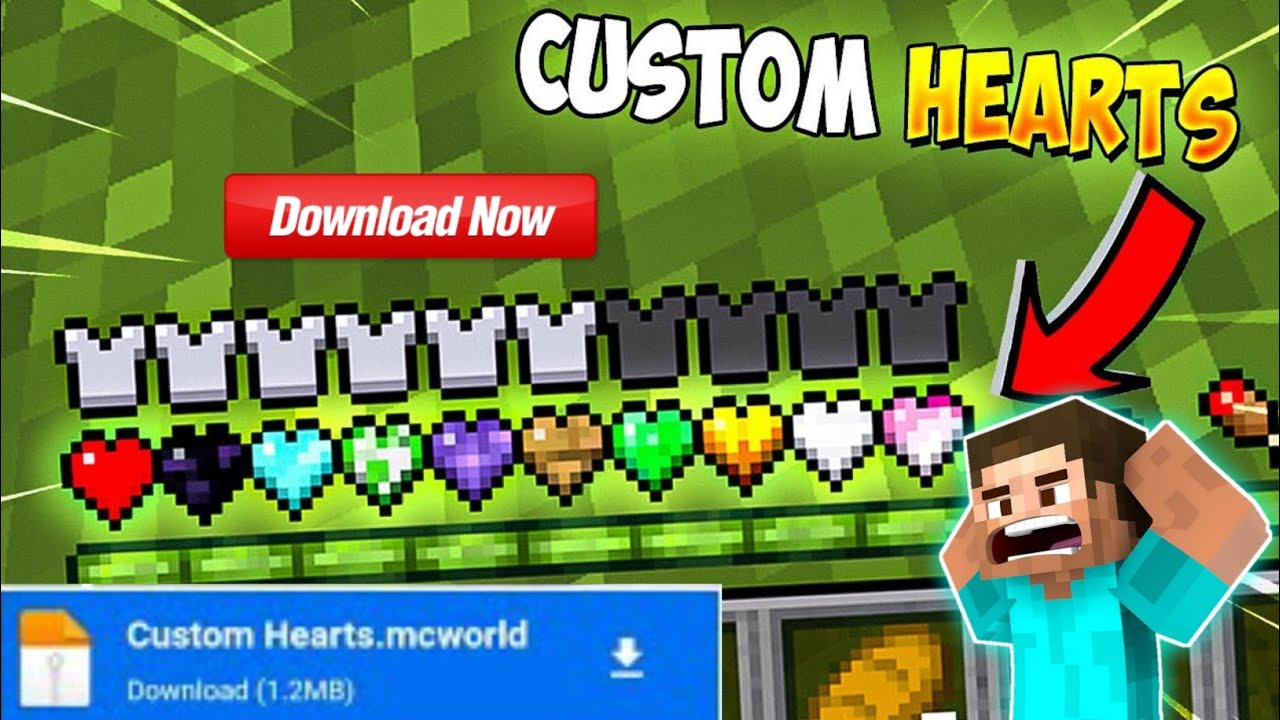 Download Custom Hearts Mod for Minecraft Pe 1.17 Custom hearts mod