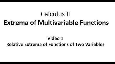 Relative Extrema of Functions of Two Variables