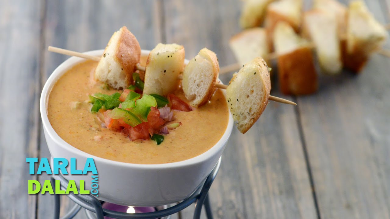 ⁣Pav Bhaji Fondue Recipe by Tarla Dalal