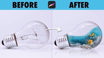 Photo manipulation in Procreate: Bringing a Lightbulb to Life with Water and Fish