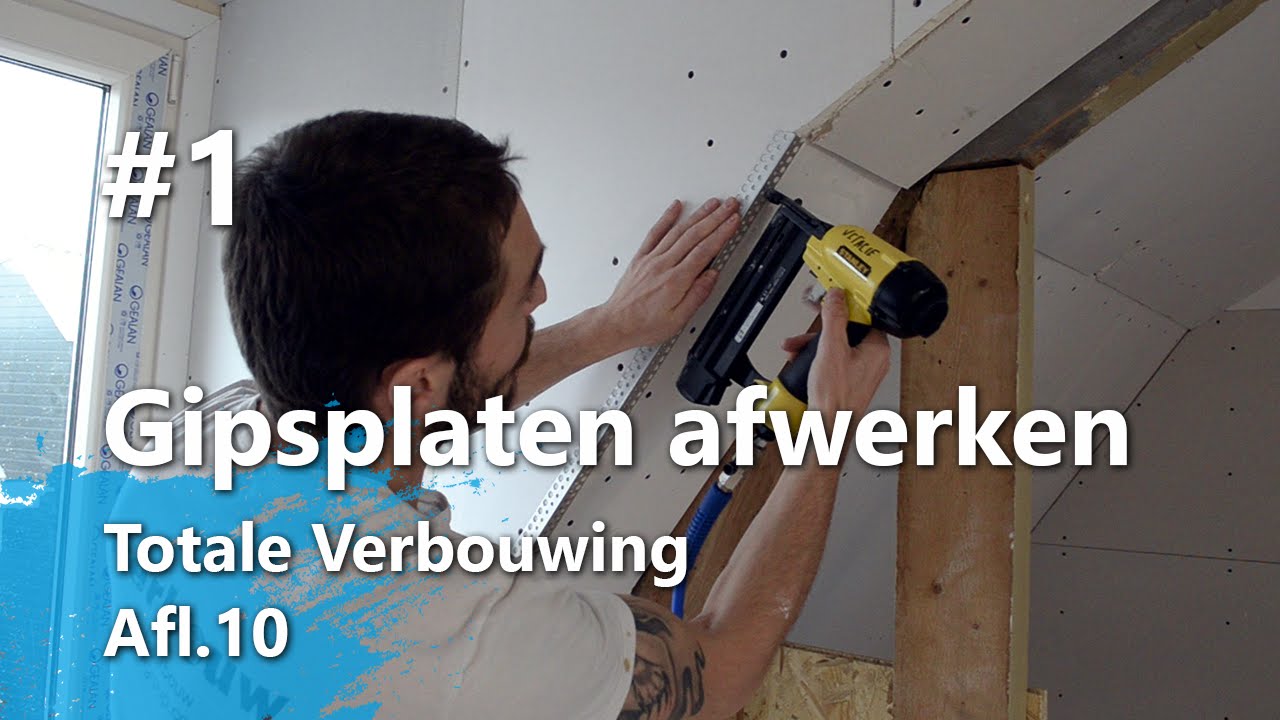 Gipsplaten afwerken part 1 hoeklijn plaatsen, gaasband ... Houten plafond hellend