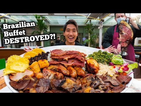 Brazilian Steakhouse Buffet DESTROYED! | Pro Eater vs All You Can Eat Brazilian Buffet!