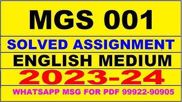 mgs 001 solved assignment 2023-24 | mgs 1 solved assignment in english 2024 | mgs 1 2024