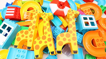 Satisfying Building Blocks Marble Run ASMR Giraffe Stair & Winding Track