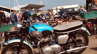 KEMPTON PARK Motorcycle Autojumble  A Walk Along Stalls Looking at Vintage & Classic Bikes For Sale