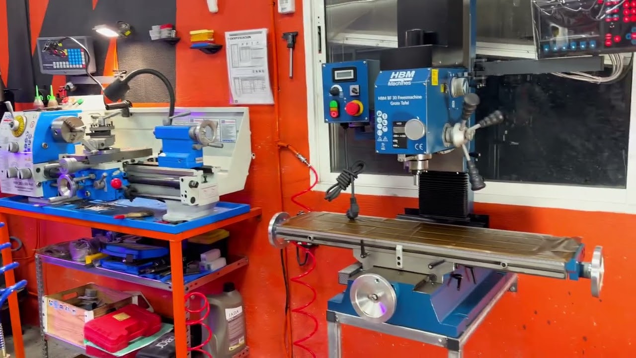 Fresadora HBM BF 30 mesa grande sistema de lectura digital de 3 ejes