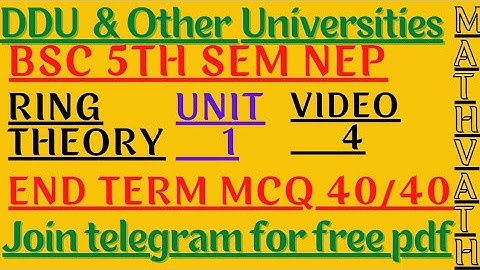 Ring theory | Unit 1 | Bsc 5th sem maths | Zero of the ring | #mcq | #abstractalgebra | #mathvath |