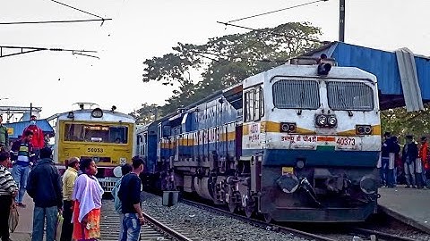 Amazing Triple Train Crossing & Overtaking at same time | Express train Overtake EMU Local Train