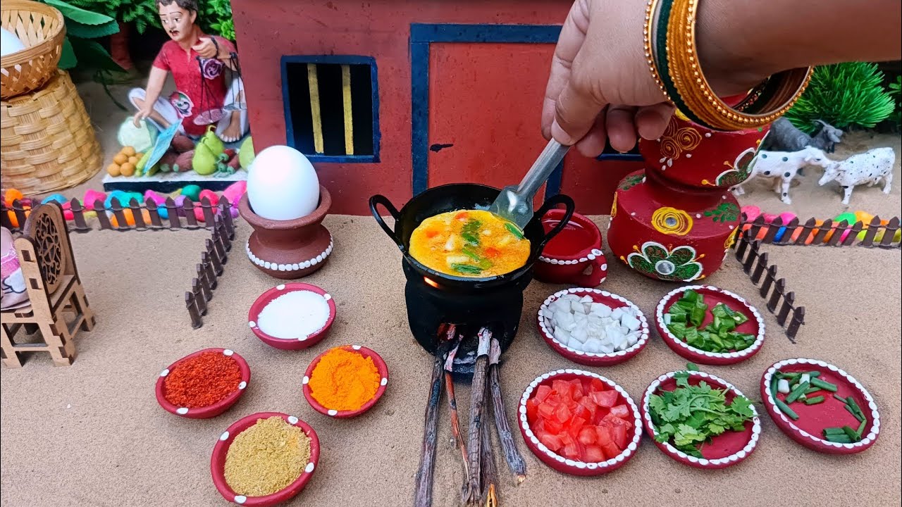 Miniature Kadai Omelette Recipe | Mini Cooking | Omelette Recipe | Mini Miniature 