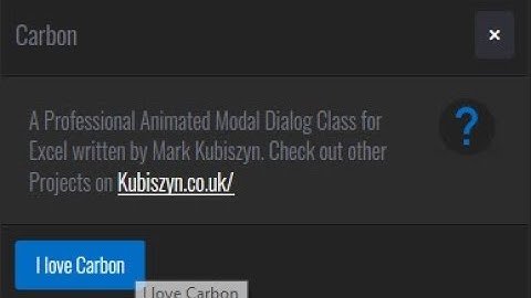 Carbon, a Professional Animated Modal Dialog Class for Excel