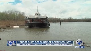 Where did 'Ghost Ship' come from and how did it end up Lorain's Black River? Who pays for removal?