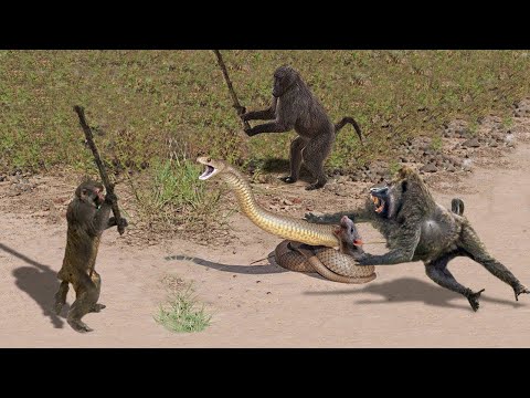 OMG! Capuchin Monkey Save Mouse From Banded Krait Snake Hunt | Amazing Python vs Big Cat