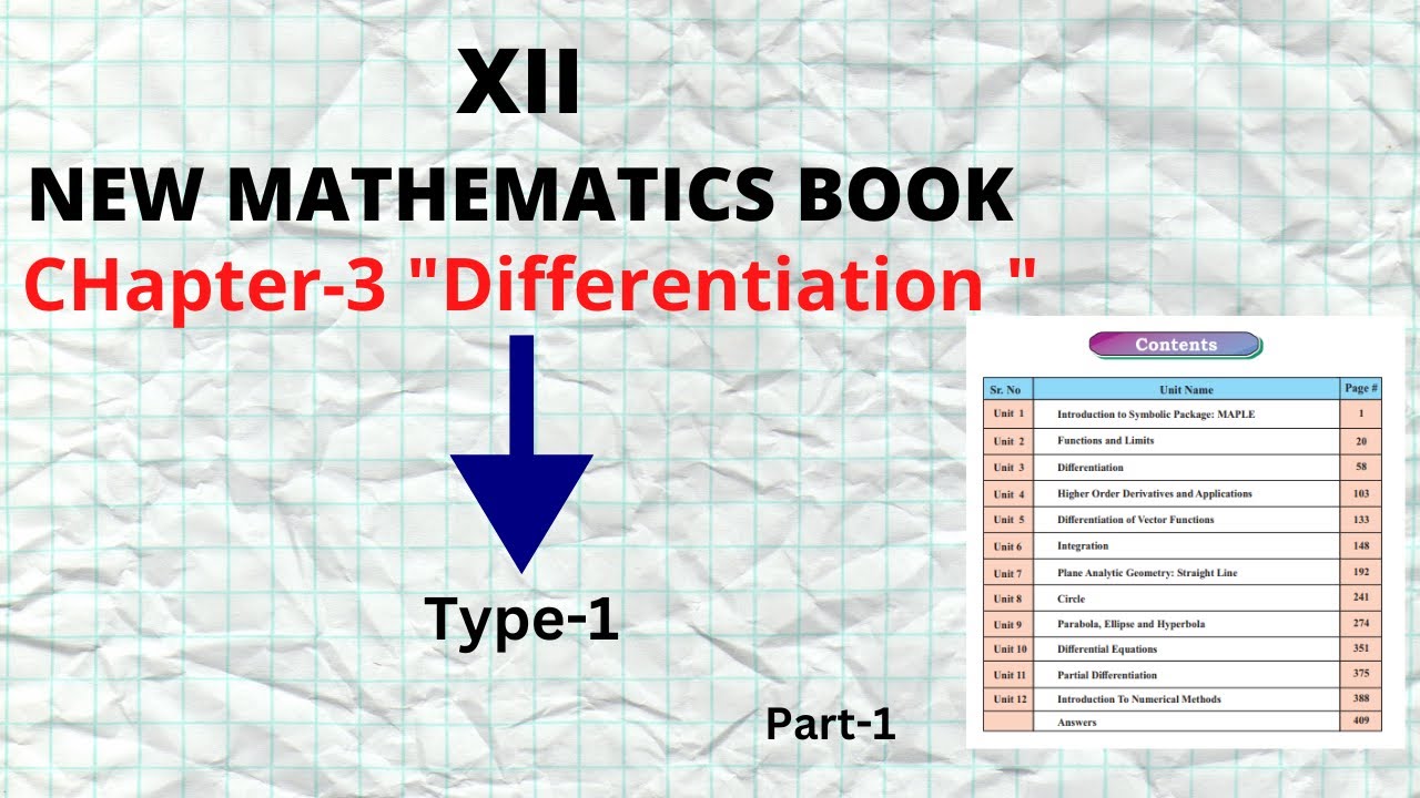 XII Mathematics New Book | Chapter-3 Differentiation (Type-1) | Part-1 ...