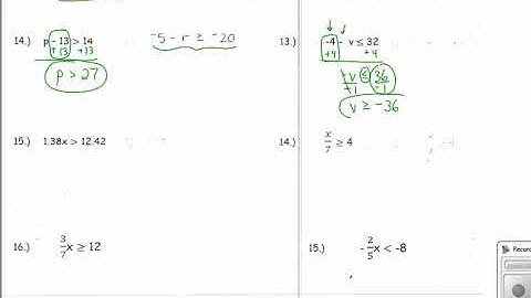 Answer Key Practice Test Questions Lessons 12 to 15 G7M3