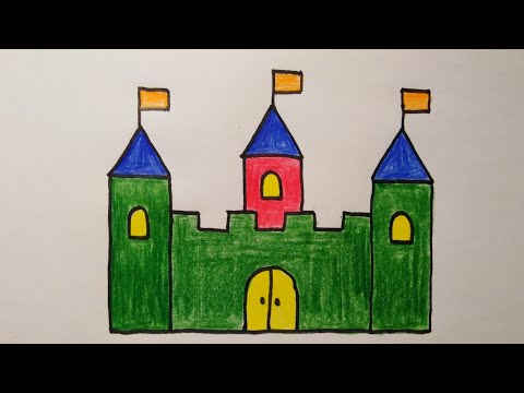 Draw​ing​ The​ Castle​ for​ beginner​ |สอนวาดรูปปราสาท​ | My​ Sky​ Channel.