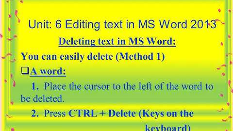 Grade 3 Computer Science Unit: 6 Editing text in MS Word 2013(4)