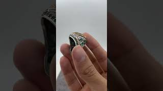 Mens Green Emerald Stone Handmade Natural Silver Ring #gemstone #shorts #shortvideo