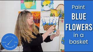 Acrylic Painting Blue Flowers