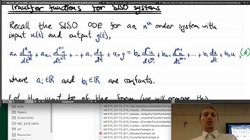 System Dynamics and Controls: Lecture 006 Transfer Functions for SISO Systems.