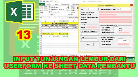 13 Aplikasi Slip Gaji VBA Excel - Input Tunjangan Lembur ke Sheet Data Pembantu