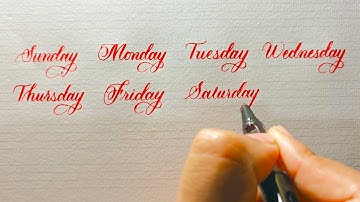 Writing names of the days in cursive handwriting | Sunday Monday Tuesday